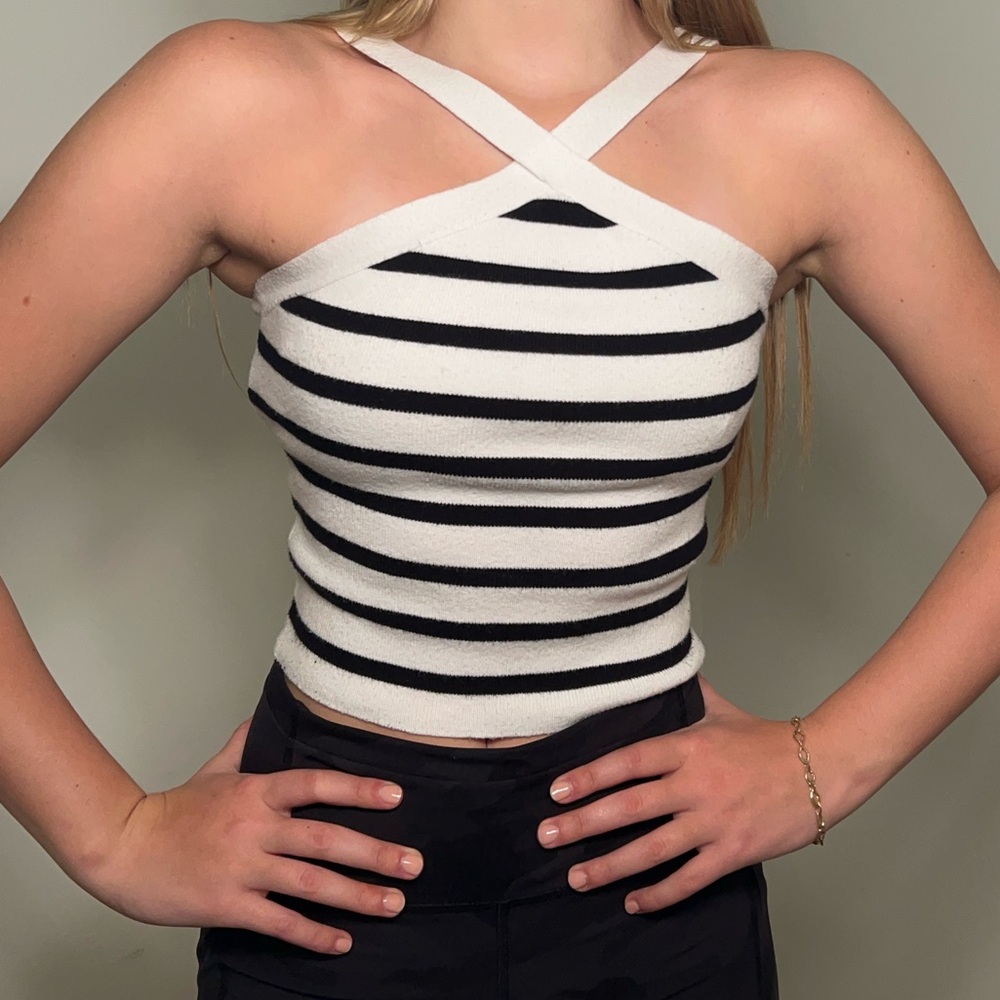 Altar'd State Black and White Striped Tank Top